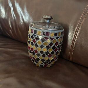 Mosaic Glass Jar with Lid